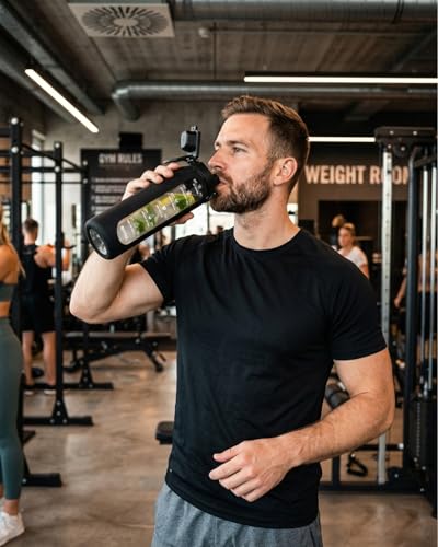 Nefeeko 32 oz Glass Water Bottles with Straw, Time Marker, Motivational 1 Liter BPA FREE Leakproof Reusable Glass Water Bottle with Silicone Sleeve, Bamboo, Spout Lid - Image 3