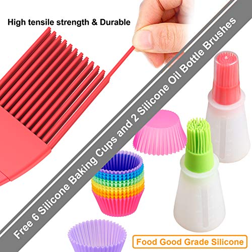Silicone Basting Brush-Baking Brush-Cooking Brush, Food Brush for Baking, BBQ and Cooking-BBQ, Pastry, Sauce, Butter and Oil Brush, Turkey Baster-Use for Grilling, Marinating, Desserts Baking (5 Pack)