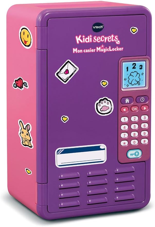 VTech - KidiSecrets, Mon Casier MagicLocker Violet et Rose, Coffre-Fort Secret avec Code, Enceinte, Jeux, Réveil, Boîte à Trésors à Personnaliser, Cadeau Enfant de 6 à 12 Ans - Contenu en Français