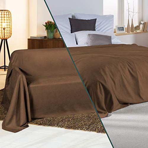 Beautissu Tagesdecke 210x280 cm Überwurfdecken für Sofa Romantica Wildleder-Optik Überwurf Bettabdeckung Tagesdecken Bettüberwurf & Sofaüberwurf Decke Sofa Überwurfdecke Bett Tagesdecke Braun