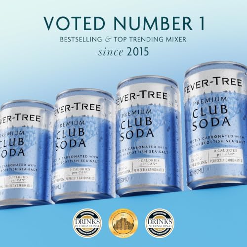 Image of Fever-Tree Club Soda - Premium Zero Calorie Mixer for Cocktails and Mocktails, 5.07 fl oz Cans, Pack of 8 - Naturally Sourced, Non-GMO