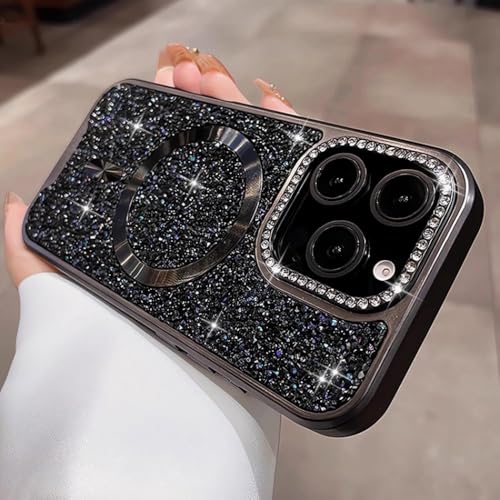 Coque magnétique iPhone 17 Pro Max avec strass noirs - 2