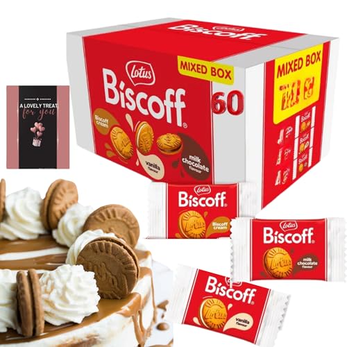 Vegan Lotus Biscoff Sandwich Biscuits Snack Box 3 Variety Vanilla, Milk & Chocolate 60x Bulk Multipack Biscuits Individually Wrapped - Treat Box Snacks for Guests, Costumer, Offices On-The-Go Snack
