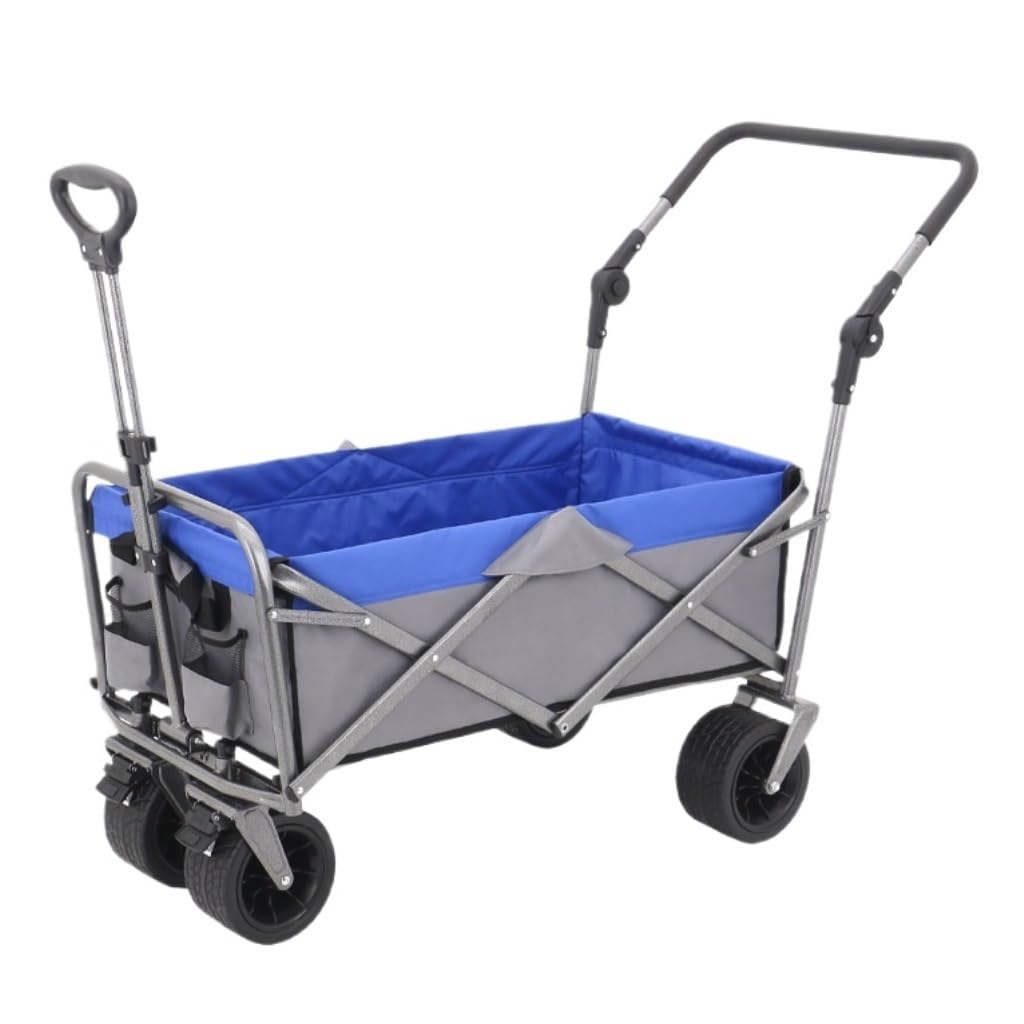 vrfvsdasAAS camping cart， Push Rod Outdoor Folding Cart Camping Picnic Camp Pull Portable Tool Fishing Trolley