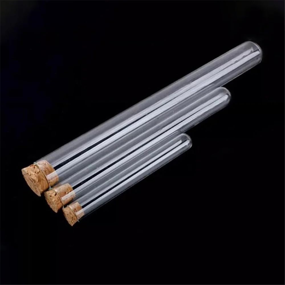 probówki ze szkła borokrzemowego, Szklane probówki z korkami, przezroczyste, różne rozmiary, 12 szt(18x180mm)