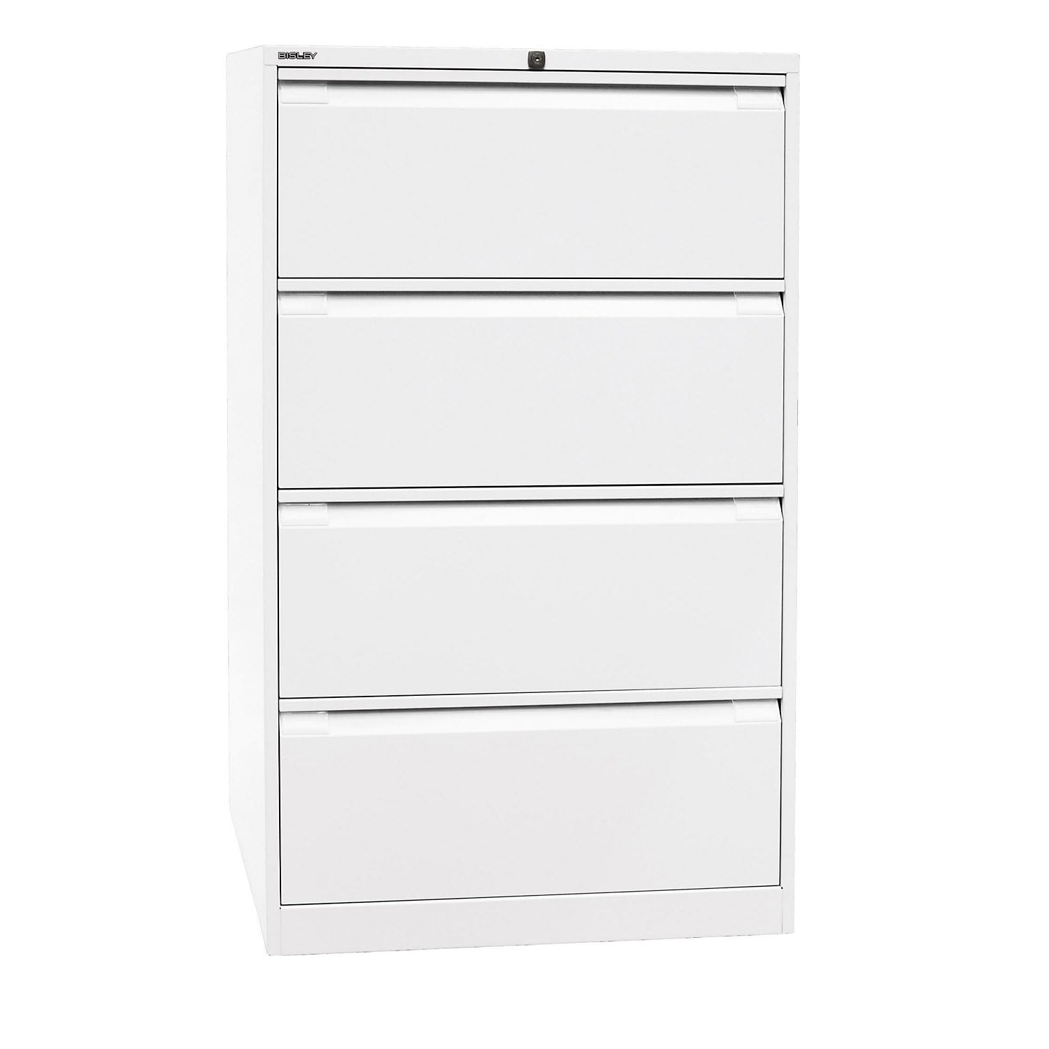 BISLEY Hängeregistraturschrank, doppelbahnig, DIN A4, 4 HR-Schubladen, Metall, 696 Verkehrsweiß, 62.2 x 80 x 132.1 cm