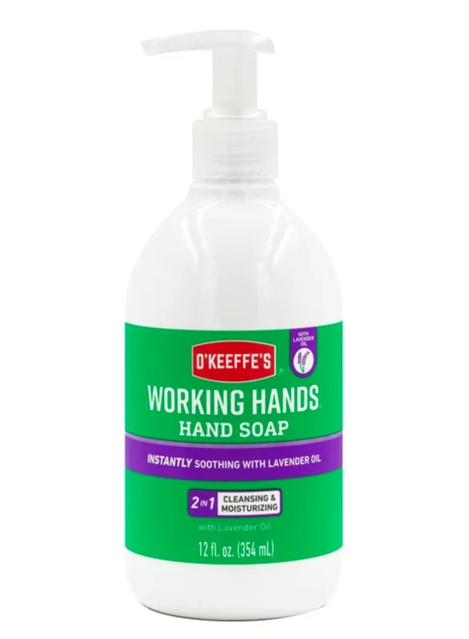 O'Keeffe's Working Hands Moisturizing Liquid Hand Soap, Lavender Scent, 12 fl oz (354 ml) for extremely dry, cracked hands