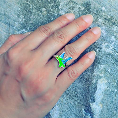 Image of Dinosaur Color Change Kids Pterodactylus Mood Ring Gift for Boys Girls Size Adjustable