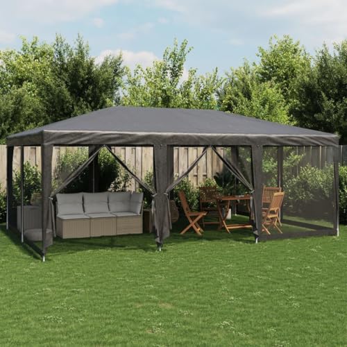Emmtore Carpa para Fiestas 10 Paredes de Malla HDPE Gris Antracita 6x4m
