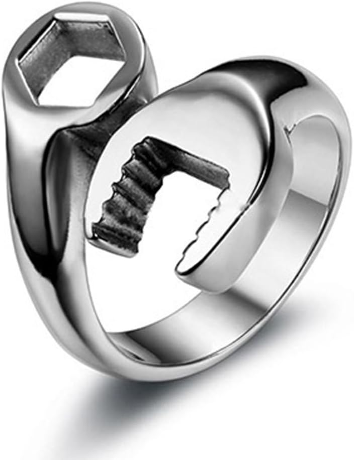 OurJewellery Fashion Men's 316L Stainless Steel Wrench Ring Cool Punk Biker Tools Rings for Men