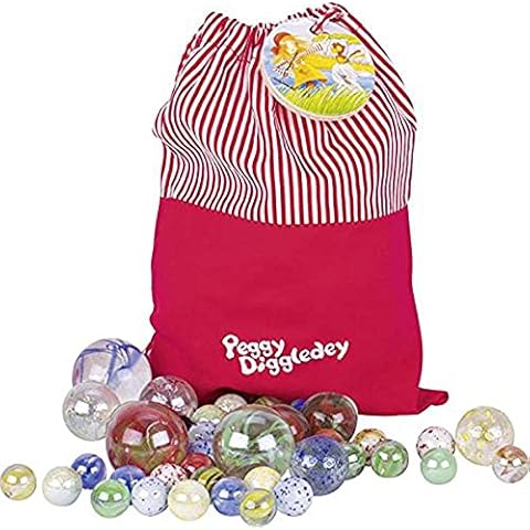Mein Murmelbeutel mit 50 Murmeln, Peggy Diggledey: Ø= 1,6 - 3,5 cm, im Baumwollbeutel, verschiedenen Farben / Größen, per Beutel Cover