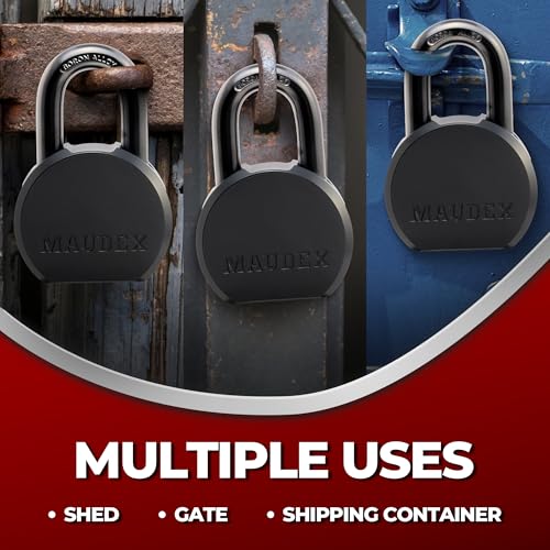 Image of Maudex PML65 Professional Grade Padlock - High Security with Boron Alloy Shackle, All-Weather Protection, 5 Brass Keys. for Storage Units, Gates & Commercial Security