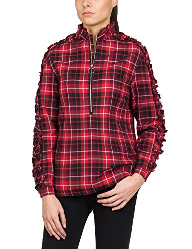 REPLAY Karo Hemd Camicia, Rosso (Red White Black Check 10), M Donna