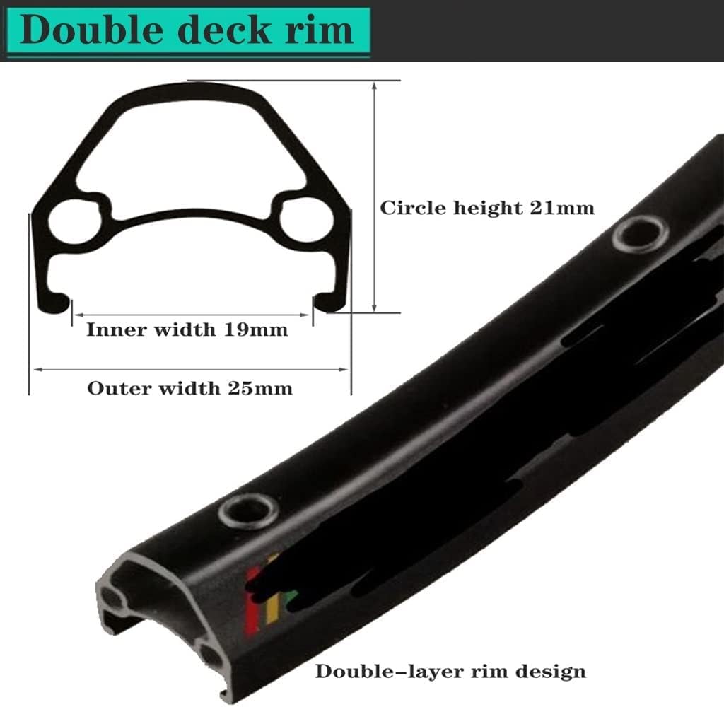 26/27.5/29 MTBバイクホイールセット、二重壁サイクリングリム アルミニウム合金ディスクブレーキ自転車ホイール 32穴 7