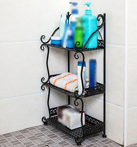 Iron Ore Health Cuarto de baño Cuarto de baño Cuarto de baño Estante Estante Estante Estante Estante Estante (Color : Negro, Tamaño : 32 * 21 * 77cm)