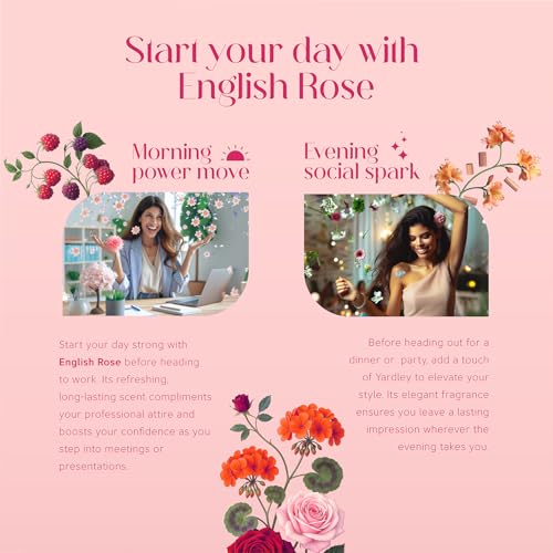 Image of Yardley London English Rose Perfume for Women, 50ml - 90% Naturally Derived, Floral Daily Wear Spray | Rose & Musk Fragrance