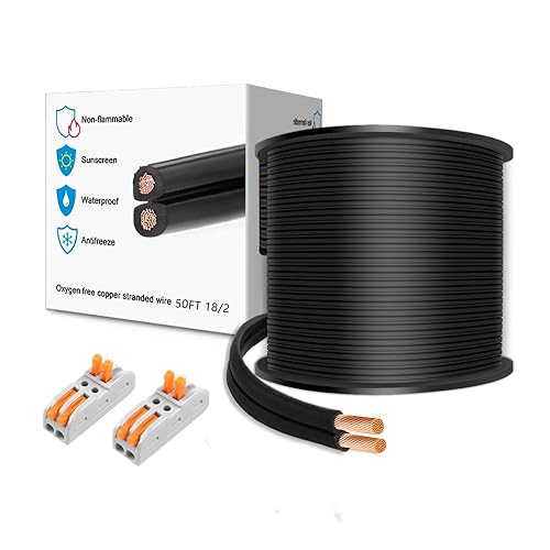 LEADTOPS Cable de extensión de bajo voltaje de 2 conductores de iluminación de paisaje de 50FT 182