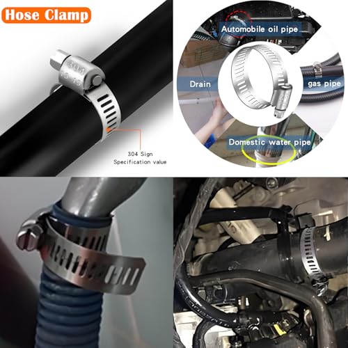 Image of Dianrui 42 PCS Hose Clamps Assortment Kit 1 /4 inch-1-1 /8 inch (6-29mm) Hose Clamps Stainless Steel 304 Worm Gear Fuel Line Hose Clamp for pipe, Fuel Line, Plumbing, Intercooler, Tube, Automotive and Marine