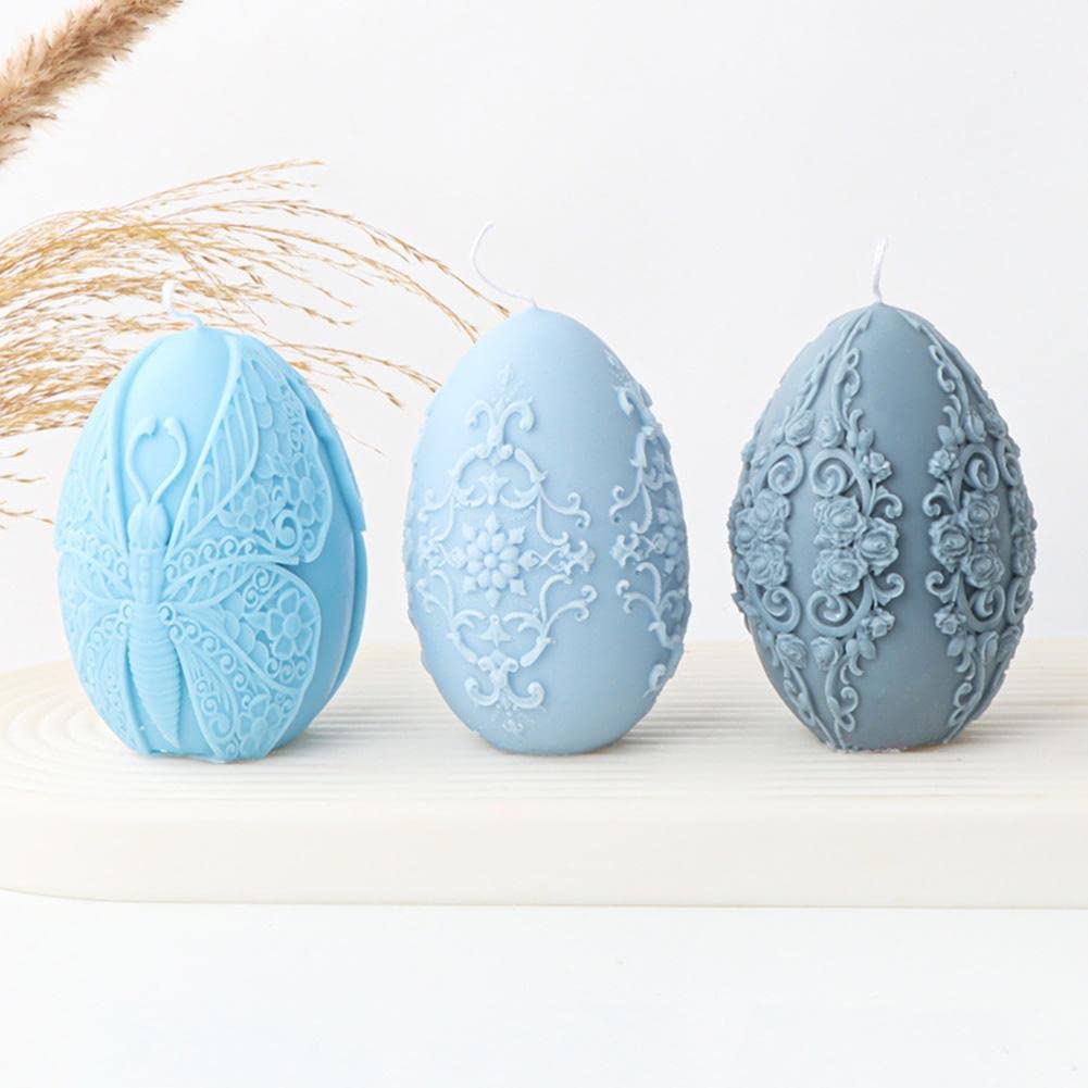 Moule à Bougie en Silicone 3D for œuf de Pâques, Moule à Bougie antiadhésif Moule à gâteau en Mousse Moule à Dessert, Bricolage Artisanat Fondant Bonbons Cupcake Savon Moule à pâtisserie