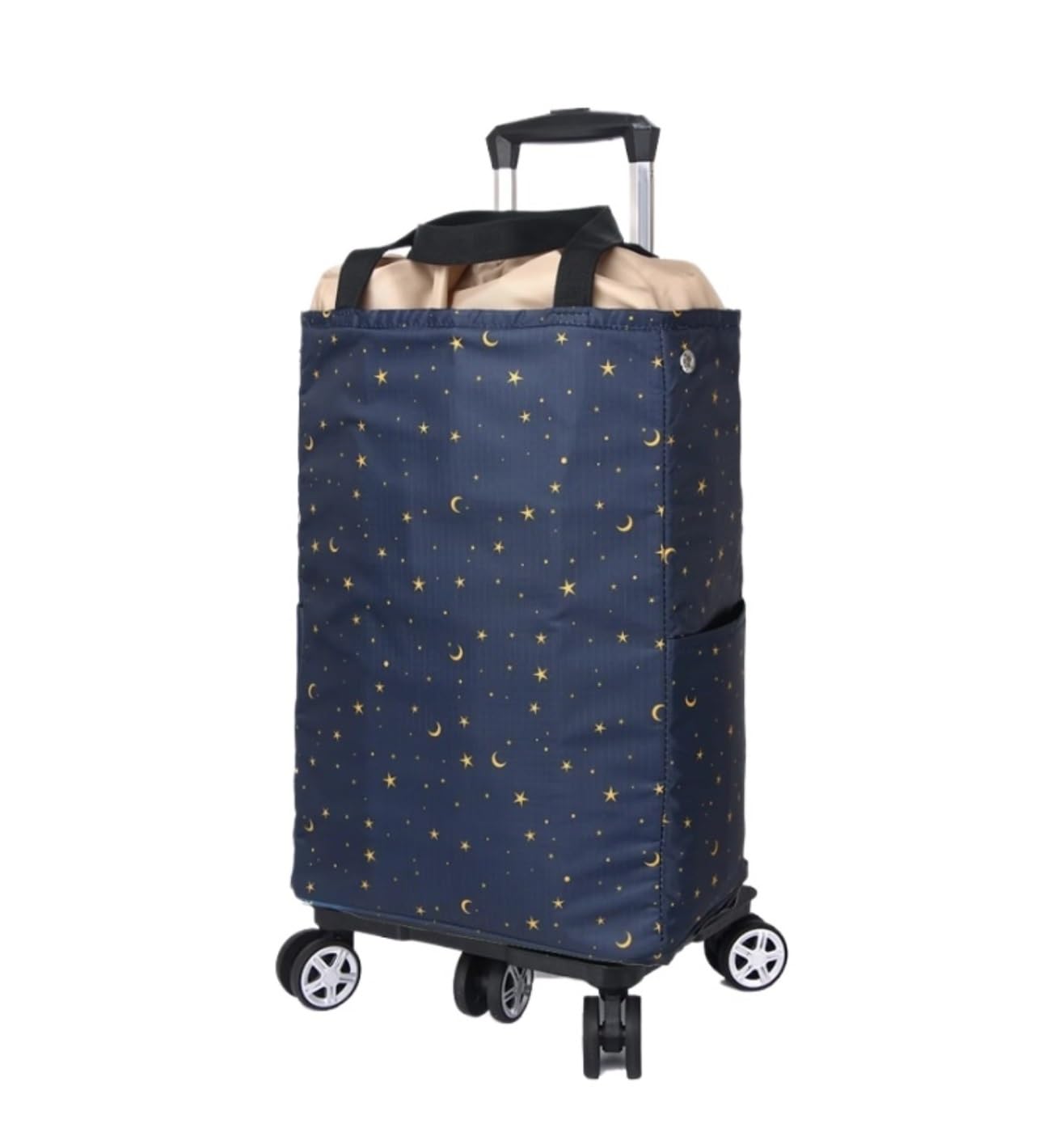 SBZIOJHDR foldable shopping trolley， Foldable Trolley Bag 5 Swivel Castor Wheels Detachable Heavy Duty Aluminum Alloy Light Weight Grocery(Blue)
