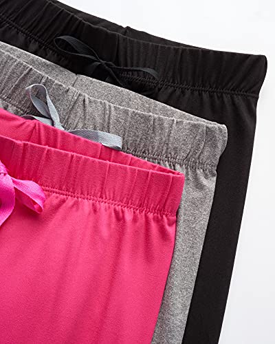Sweet Hearts Girls' Sweatpants - Super Soft Athletic Performance Joggers (3 Pack), Size 10-12, Black/Heather Grey/Fuchsia #TOP4