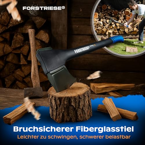 FORSTRIESE® Axt 72cm | Vibrationsarme Spaltaxt inkl. Klingenschutz | Beil aus hochwertigem Non-Break Fiberglas-Kunststoff zum Holz spalten | Teflon Beschichtung & ergonomischer Griff | TimberX70 – Bild 4
