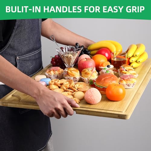 GarveeHome Extra Large Bamboo Cutting Board, 30 x 20 Inch Wooden Chopping Board for Kitchen, Butcher Block with Juice Groove and Handles, Stove Top Cover, Over Sink Noodle Board