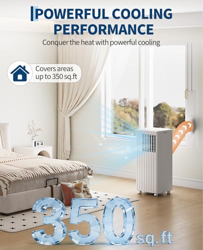 Image of Garvee 8000 BTU Portable Air Conditioner, 3-in-1 Cooling, Dehumidifying & Fan for Rooms Up to 350 Sq. Ft | Quiet Sleep Mode | Energy-Saving 24-Hr Timer | AC Unit w /Remote & Full Window Kit, White
