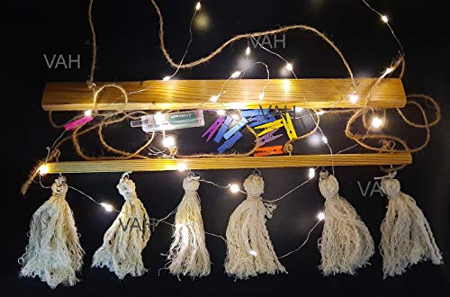 Image of VAH Wooden Hanging Photo Display Picture Frame, Collage Picture Frame, 80cm x 45cm, Multi, Wall Mount, Built-in Lighting, Contemporary, Modern, Classic