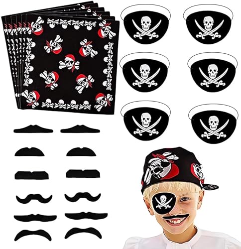 ZHOUHON 24pcs Piraten Zubehör Set Kinder Piratenkapitän...