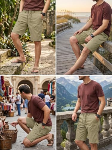 Image of Leriya Fashion Men Cotton Cargo Shorts | Lightweight Shorts Pant for Men | Elastic Waist with Drawstring | Casual Summer Cargo Short's for Man with Pockets