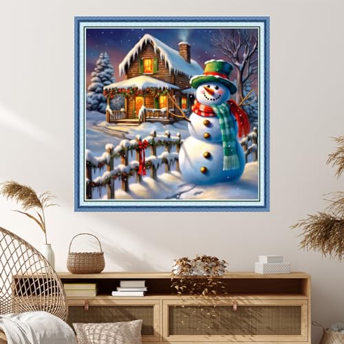 Image of Dimxvean Stamped Cross Stitch Kits,Cross Stitch Kits for Adults Beginners,Embroidery Kits Full Range of Cross Stitch Stamped Kits Needlepoint Kits Cross Stitch Patterns-Snowy Scenery 18x18 inch