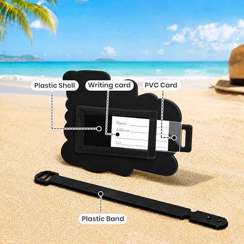 Image of Storite Pack of 2 Luggage Tags with Black Silicon Strap (Black)