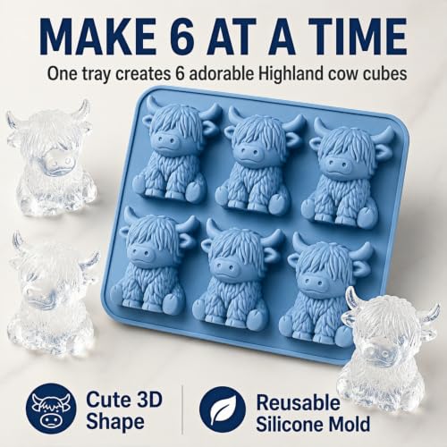 Molde de cubitos 3D vaca Highland de silicona miniatura 7