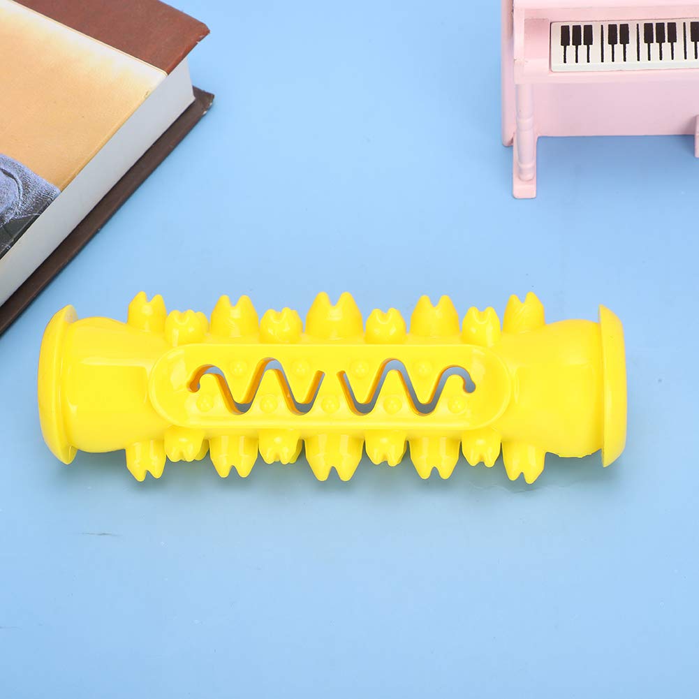 Gavigain Pet Dog Safety Molar Cleaning Tooth Rod Puzzle Training Playing Toothbrush Toy for Dog Lake Blue, Green, Yellow 15cm (Yellow)