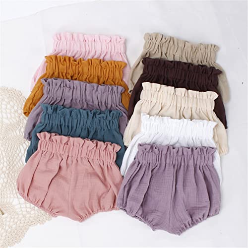 Image of 3 Pack of Little Baby Girls Boys Cotton Linen Blend Cute Bloomer Shorts