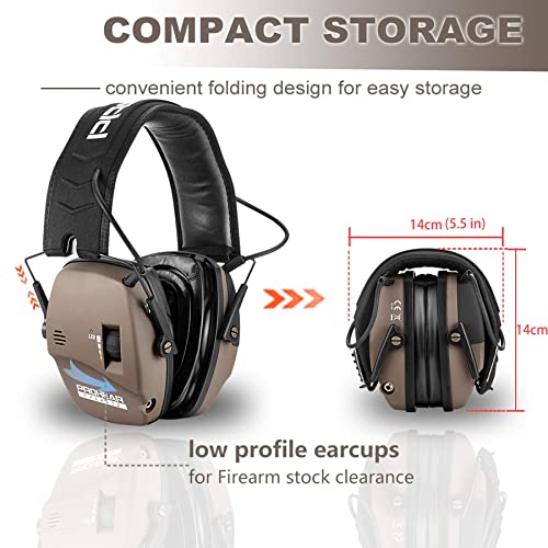 Prohear Digital Electronic Shooting Ear Protection Muffs With Gep02 Gel Ear Pads, Hunting Sound Amplification Earmuffs, Nrr 23Db Low Profile Hearing Protection For Gun Range - Brown #TOP4