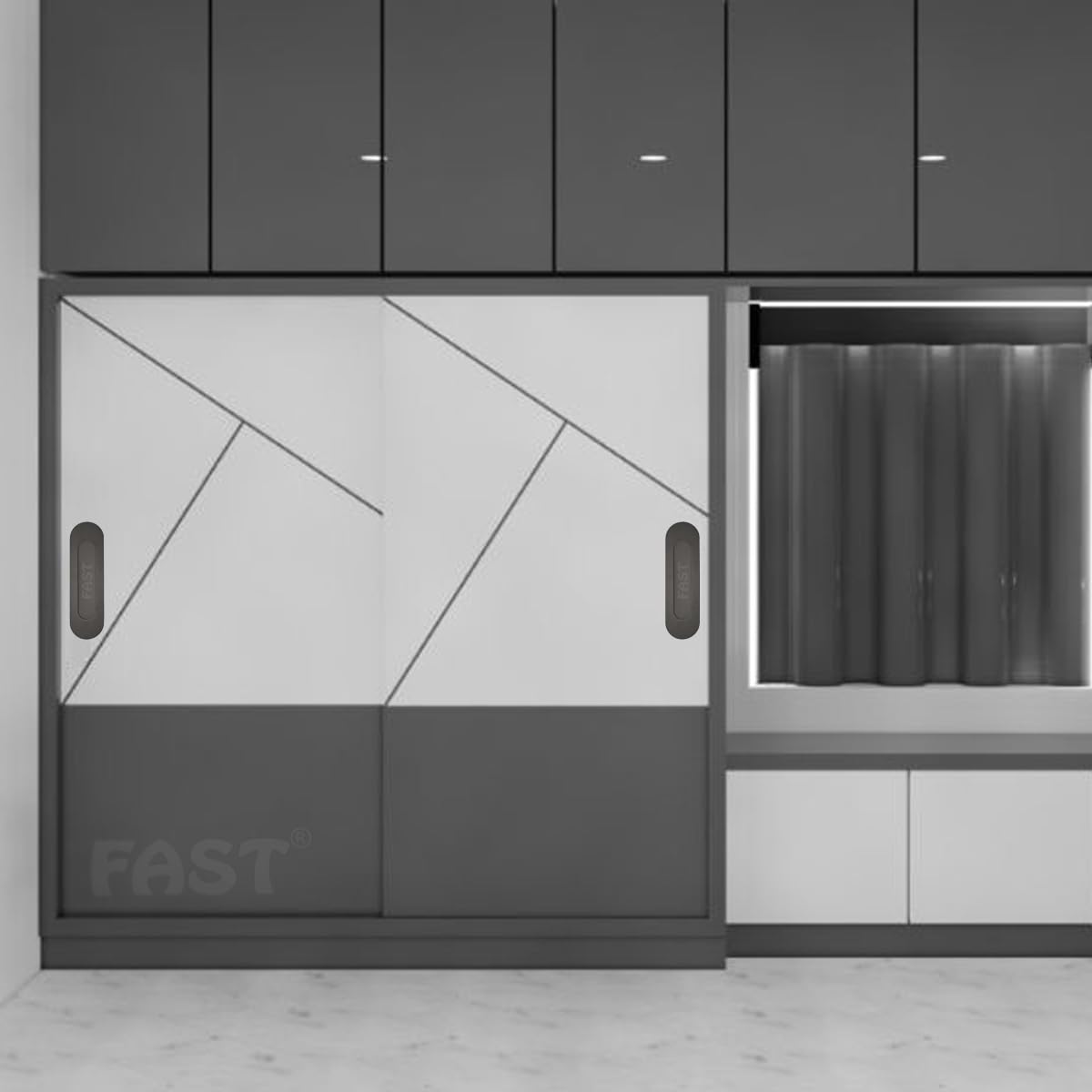 FAST CSH03 Stainless Steel Black Architechral Cabinet Concealed Sliding Door Handle for Wardrobe & Cupboard Doors. (6 INCH) — Amazon image 5