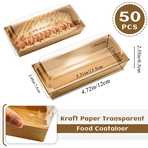 Cmkura 50 Pack Brown 4.7" Rectangular Disposable Paper Charcuterie Boxes Food Containers Bakery Boxes For Cake, Cookies, Sandwich (Small Size) #TOP1