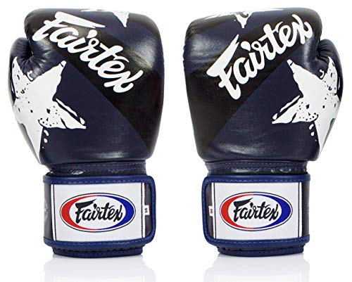 Fairtex Muay Thai Style Training Sparring Gloves, 18 Oz, Blue/Black #TOP3