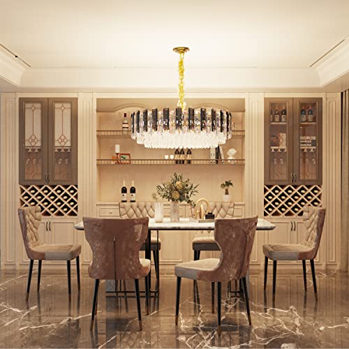 LUVODI Modern Luxury Round Crystal Chandelier: 60cm 5 Tiers Ceiling Hanging Pendant Light with 10 Bulbs - Contemporary Lighting Fixture Lamp for Dining Room Living Room Transparent Grey - Image 8