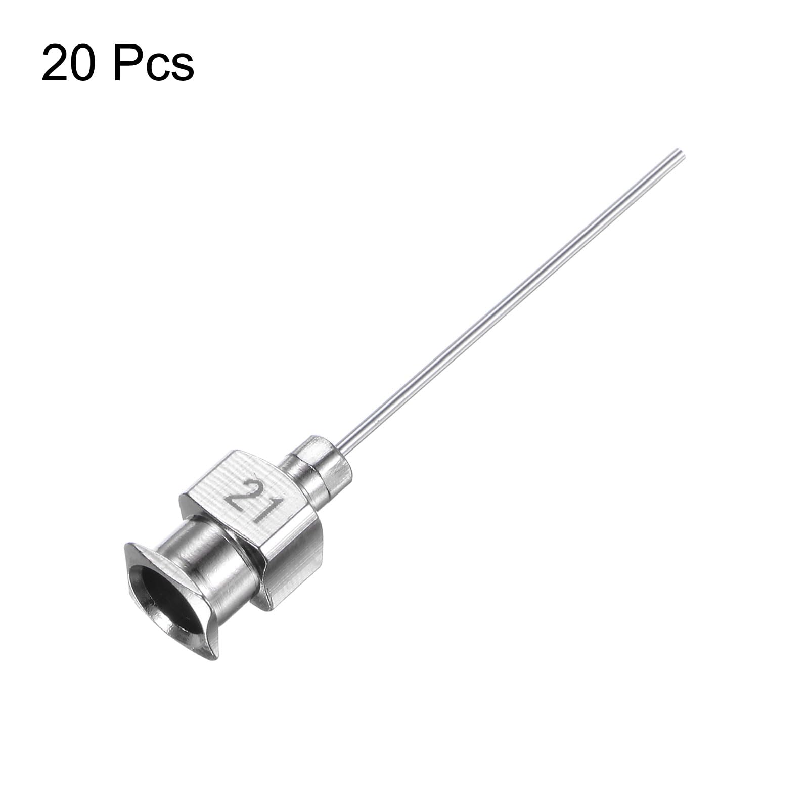 HARFINGTON 20pcs 21Gauge Stainless Steel Dispensing Needles, 1" All Metal Glue Needle Tube Blunt Tips Luer Lock for Thick Liquids, Ink, Glue, Lab Use — Amazon image 3