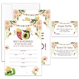 Jdgbo Mexican Fiesta Baby Shower Invitations Gender Neutral, Taco Baby Shower Invitations For Boy Girl, 25 Guacamole Invitation Cards with Envelope, Diaper Raffle Tickets Book Request Cards-004tz