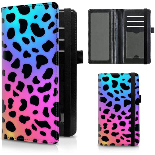 Image of FUYOCWE Leather Checkbook Covers for Men Women Check book Holder Cover Wallets for Personal Checkbook Duplicate Checks with RFID Blocking & Elastic Strap-Colorful Leopard Print