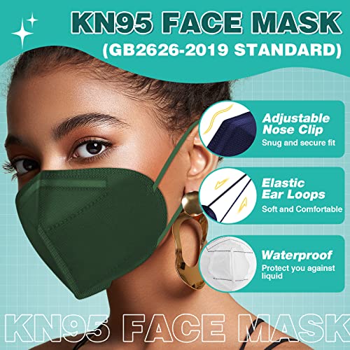 Image of XDX KN95 Face Masks, 50 Pack Individually Wrapped Multicolor Face Masks for Men and Women, 5 Layers Breathable Masks Disposable, Filter Efficiency ≥95% (Medium Size)