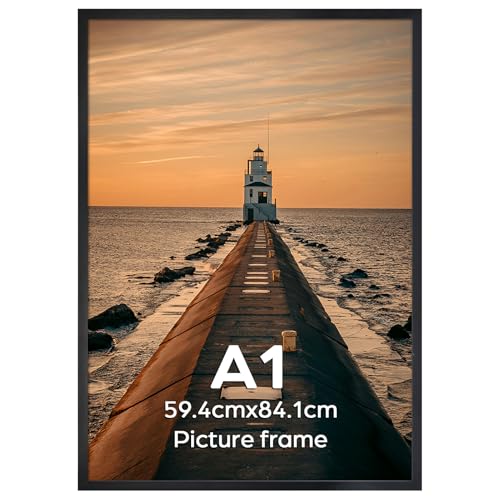EYMPEU Cadre Photo A1 Noir en Alliage d'aluminium pour Accrocher au Mur, Cadre 59.4x84.1CM