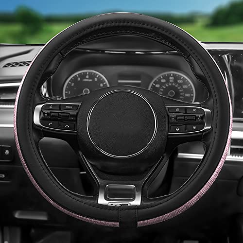 Fh Group Universal Fit Galaxy13 Metallic Striped Steering Wheel Cover Fits Most Cars, Suvs, Trucks, And Vans, Dual Material Anti-Slip Ultimate Protection Pink #TOP3