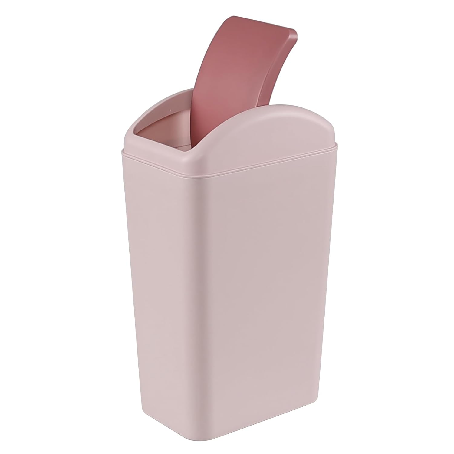 3 Gallon Plastic Swing Top Trash Can, Garbage Bin with Swing Lid, 1-Pack (Pink)