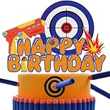 Dart Happy Birthday Cake Topper Shooting Bullet Target Dart Cake Decoration Shooting Bullet Dart Boys Girls Kids Themed Birthday Party Supplies