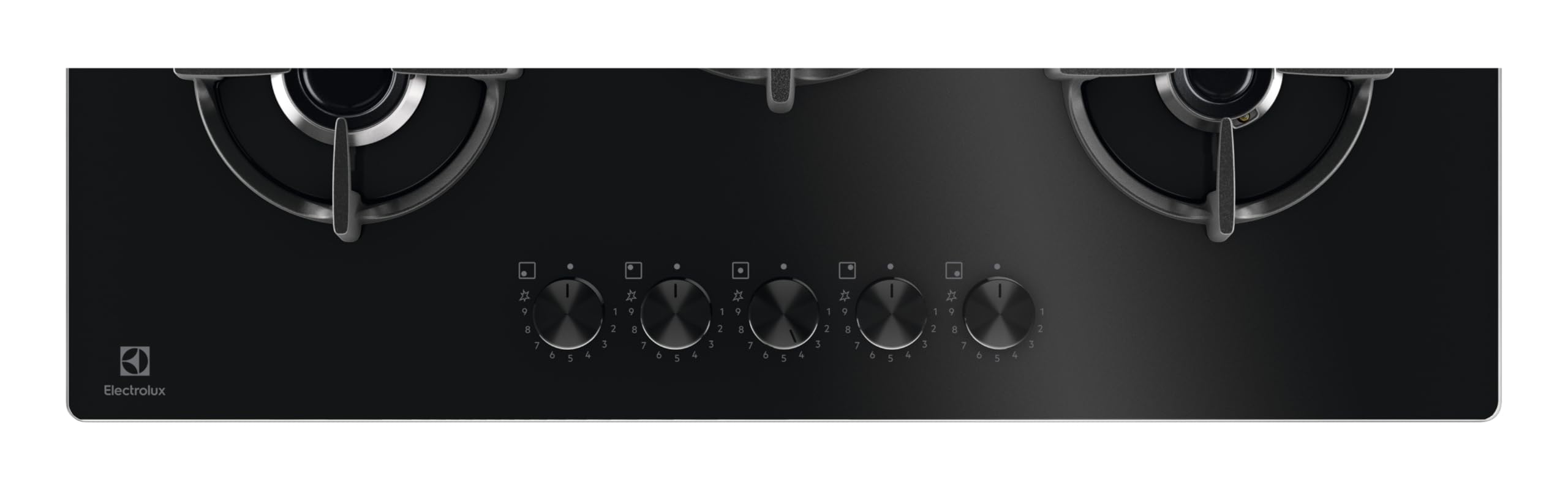 Electrolux Piano Cottura Gas EGG75372K Serie 600, Gas on Glass 75 cm da Incasso, 5 Fuochi, Bruciatore Rapido, Bruciatore Wok, Precisa Regolazione della Fiamma, Sicurezza Sicurgas, 740x510, Nero